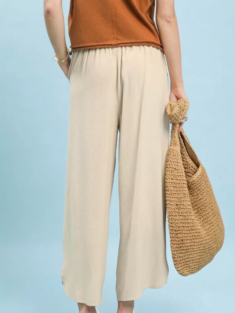 Umgee Linen Embroidered Wide-Leg Boho Pants - Picture 3 of 6